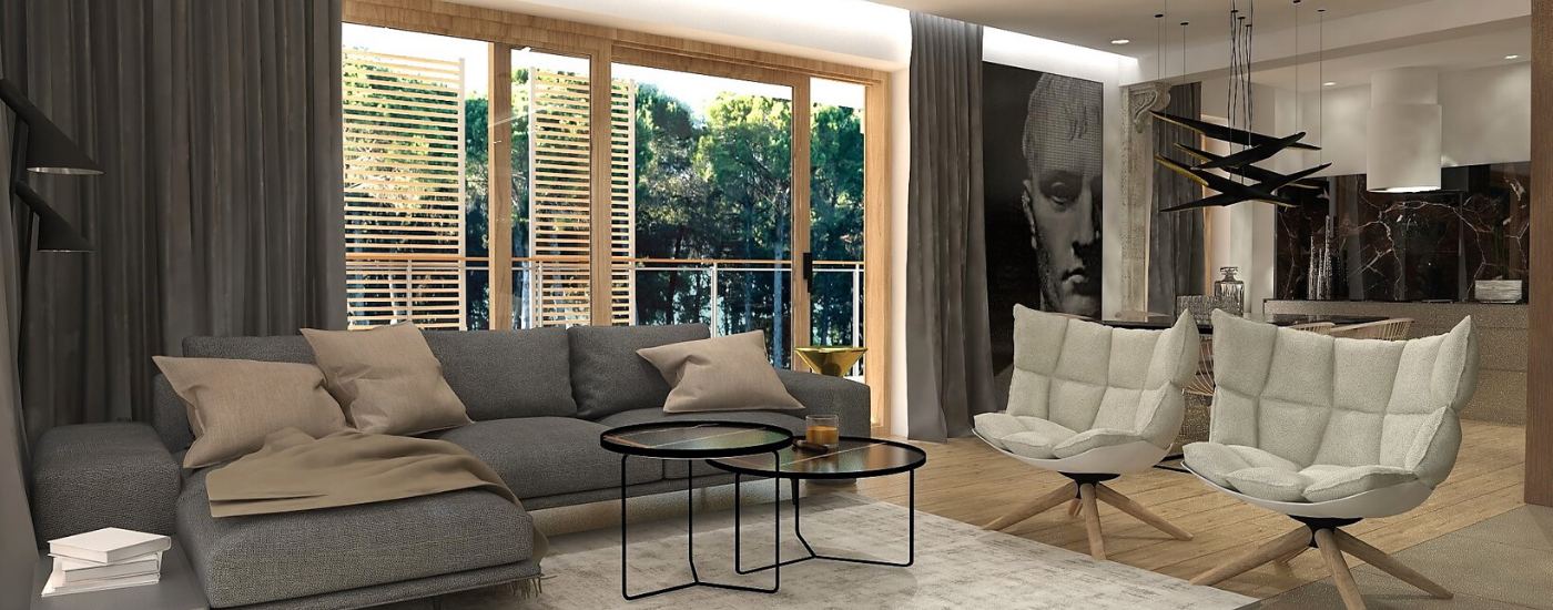 Modern living room with Coltrane